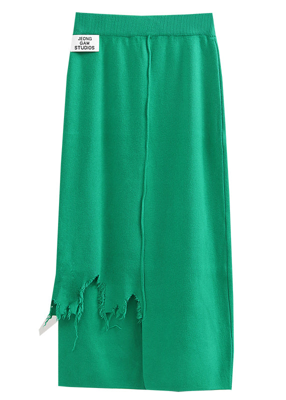 Unique Green Asymmetrical Patchwork Skirts Spring