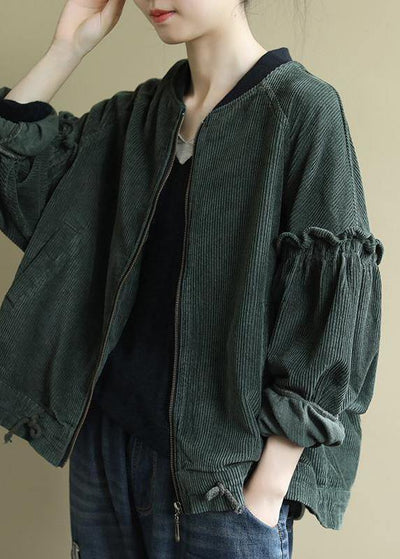 Unique Green Spring Jackets Fashion Outfit Ruffles - bagstylebliss