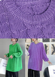 Unique Green O-Neck cozy Casual Fall Knit sweaters