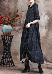 Unique Dark Green Print Outfit Hoodie Dress Asymmetric Maxi Dress - bagstylebliss