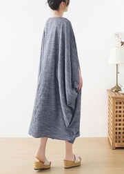 Unique Grey O-Neck Asymmetrical Design Party Summer Cotton Dress - bagstylebliss