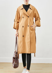 Unique Khaki Notched Double Breast Silm Fit Cotton Trench Coats Fall