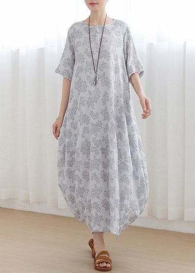 Unique Light Grey Linen Asymmetric Design Dress In Summer - bagstylebliss