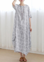 Unique Light Grey Linen Asymmetric Design Dress In Summer - bagstylebliss
