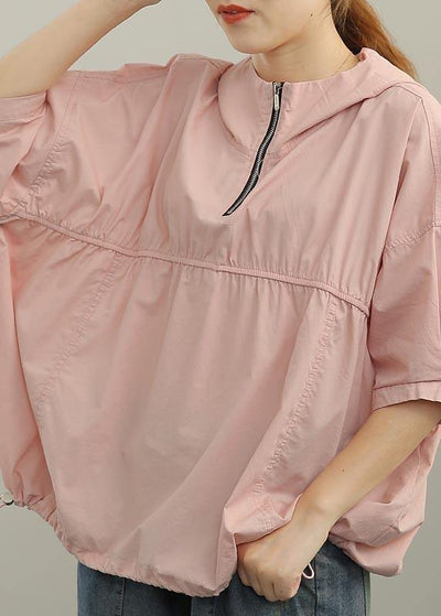 Unique Pink Cinched Half Sleeve Cotton Summer Shirt Top - bagstylebliss