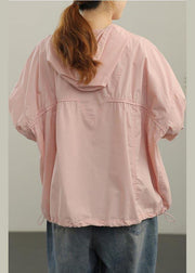 Unique Pink Cinched Half Sleeve Cotton Summer Shirt Top - bagstylebliss