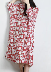 Unique Red Print Cotton Pockets Patchwork Summer Vacation Dresses - bagstylebliss