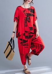 Unique Red Print O-Neck Two Pieces Set Summer - bagstylebliss