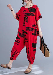 Unique Red Print O-Neck Two Pieces Set Summer - bagstylebliss