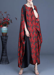 Unique Red Print Patchwork Long Dresses Summer Spring - bagstylebliss