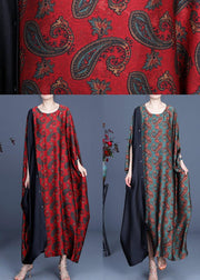 Unique Red Print Patchwork Long Dresses Summer Spring - bagstylebliss