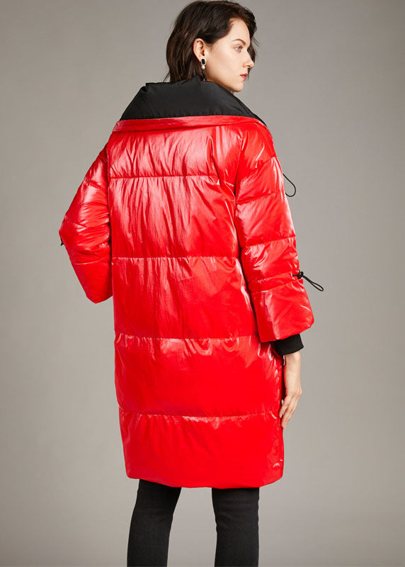 Unique Red zippered Nail bead fashion Winter Duck Down Coat