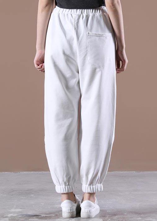 Unique White Harem Pockets Pants Trousers Summer Cotton - bagstylebliss