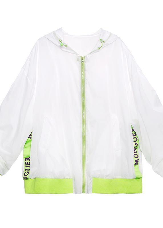 Unique White Pockets zippered Spring Hooded Jacket - bagstylebliss