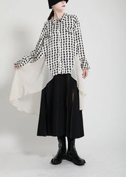 Unique White Print Patchwork asymmetrical design Trench Summer - bagstylebliss