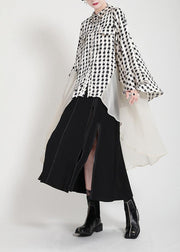 Unique White Print Patchwork asymmetrical design Trench Summer - bagstylebliss