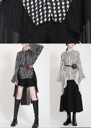 Unique White Print Patchwork asymmetrical design Trench Summer - bagstylebliss