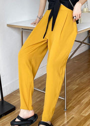 Unique Yellow High Waist Pockets Harem Pants - bagstylebliss