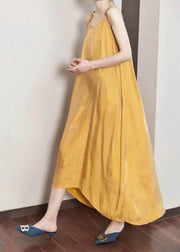 Luxy Silk Dress Yellow Spaghetti Strap Maxi Dress Sundresses - bagstylebliss