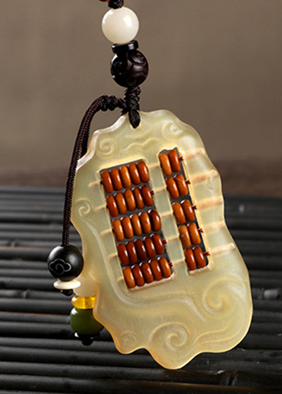 Unique Yellow Xiangyun Sandalwood Abacus Key Pendant