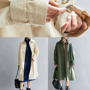 Unique army green Plus Size Long coats Tutorials lapel pockets fall women coats - bagstylebliss