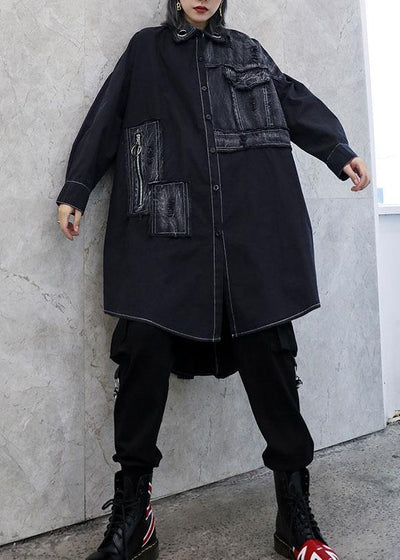 Unique asymmetric hem Fine outfit black Art women coats fall - bagstylebliss
