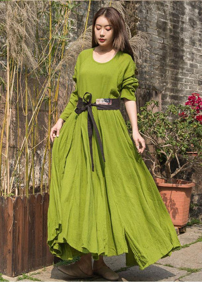 Unique big hem cotton Robes Inspiration olive Dresses summer - bagstylebliss