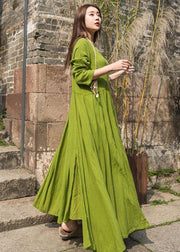 Unique big hem cotton Robes Inspiration olive Dresses summer - bagstylebliss