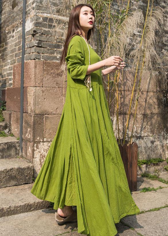 Unique big hem cotton Robes Inspiration olive Dresses summer - bagstylebliss