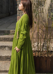 Unique big hem cotton Robes Inspiration olive Dresses summer - bagstylebliss