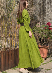 Unique big hem cotton Robes Inspiration olive Dresses summer - bagstylebliss