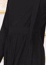 Unique black cotton clothes Women  Plus Size v neck Dresses - bagstylebliss