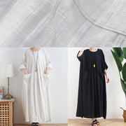Unique black cotton quilting dresses o neck Batwing Sleeve A Line summer Dress - bagstylebliss