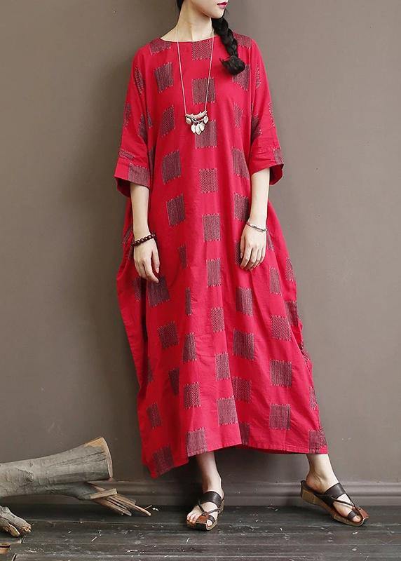 Unique cotton quilting clothes 18th Century Casual Square Batwing Sleeve Loose Dress - bagstylebliss