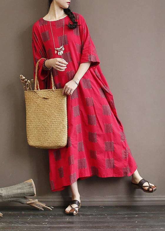 Unique cotton quilting clothes 18th Century Casual Square Batwing Sleeve Loose Dress - bagstylebliss