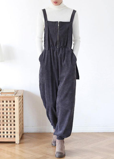 Unique dark blue high waist spring jumpsuit pants - bagstylebliss