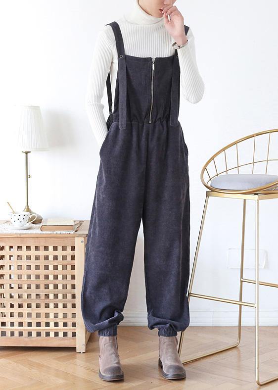 Unique dark blue high waist spring jumpsuit pants - bagstylebliss