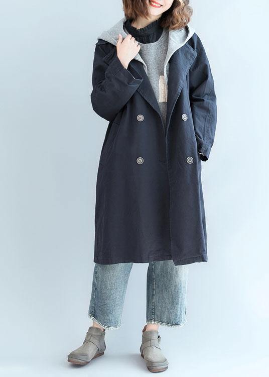 Unique double breast Fine clothes For Women navy oversized jackets fall - bagstylebliss