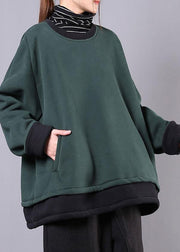 Unique dull green cotton clothes For Women o neck pockets tunic top - bagstylebliss