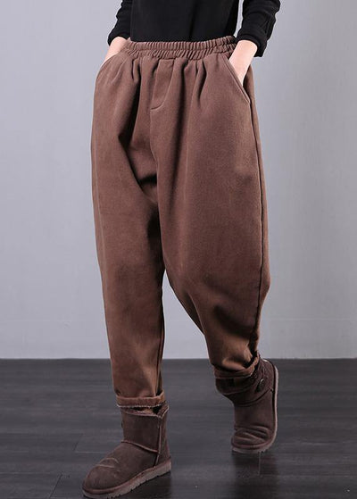 Unique elastic waist chothes women's chocolate Inspiration pockets harem pants - bagstylebliss