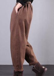 Unique elastic waist chothes women's chocolate Inspiration pockets harem pants - bagstylebliss