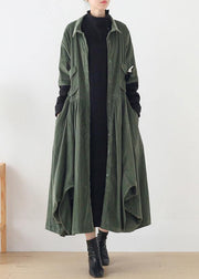 Unique green Fashion trench coat Tunic Tops false two pieces spring coats - bagstylebliss