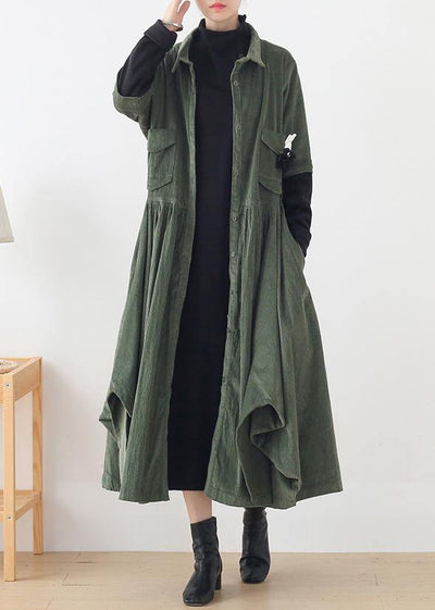 Unique green Fashion trench coat Tunic Tops false two pieces spring coats - bagstylebliss