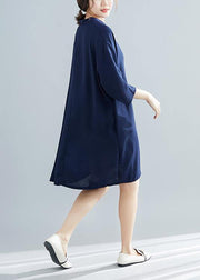 Unique half sleeve Chiffon 0Work Outfits blue Dress summer - bagstylebliss