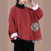 Unique high neck spring clothes Photography red patchwork plaid top - bagstylebliss