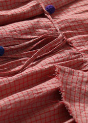 Unique high waist linen spring dresses Fashion Ideas red plaid Dresses - bagstylebliss