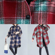 Unique lapel Button cotton shirts women Fashion Ideas navy orange plaid shirts - bagstylebliss