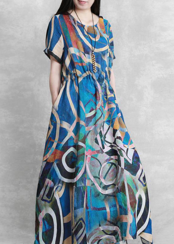 Unique o neck  summer quilting clothes Fashion Ideas blue Geometric Art Dress - bagstylebliss