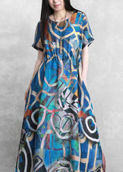 Unique o neck  summer quilting clothes Fashion Ideas blue Geometric Art Dress - bagstylebliss