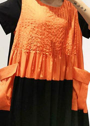 Unique orange cotton Wardrobes patchwork Kaftan summer Dress - bagstylebliss